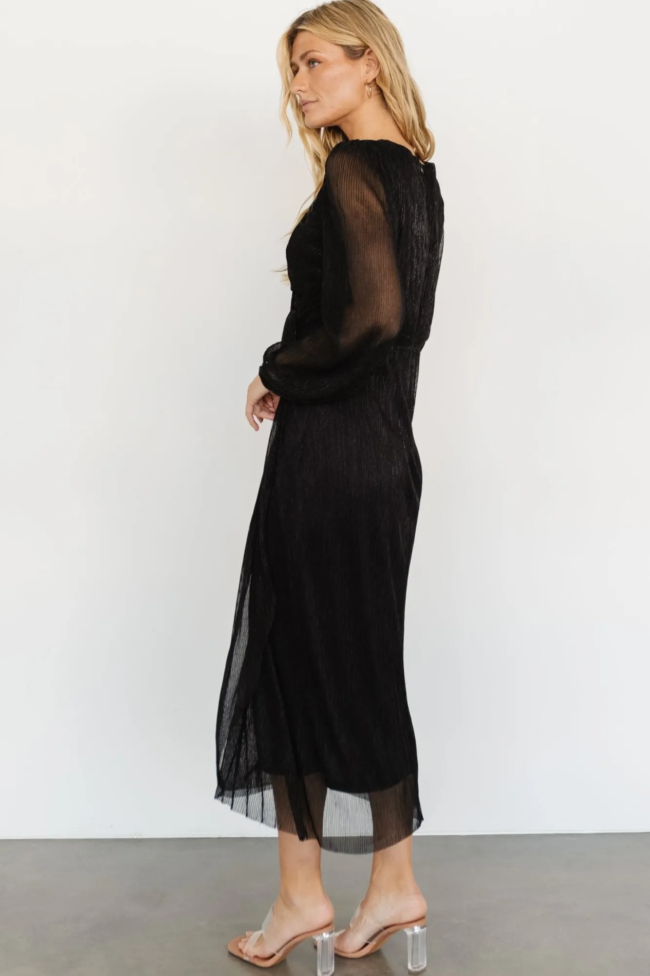 Baltic Born Devlyn Pleated Dress | Black Shimmer