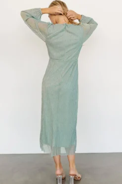 Baltic Born Devlyn Pleated Dress | Blue Sage Shimmer