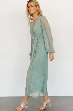Baltic Born Devlyn Pleated Dress | Blue Sage Shimmer