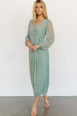 Baltic Born Devlyn Pleated Dress | Blue Sage Shimmer