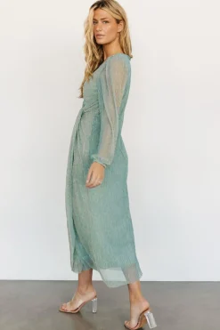 Baltic Born Devlyn Pleated Dress | Blue Sage Shimmer