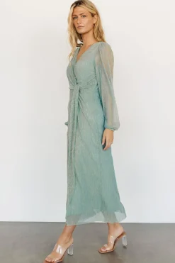 Baltic Born Devlyn Pleated Dress | Blue Sage Shimmer