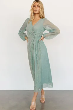 Baltic Born Devlyn Pleated Dress | Blue Sage Shimmer