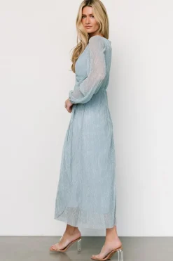 Baltic Born Devlyn Pleated Dress | Dusty Blue Shimmer