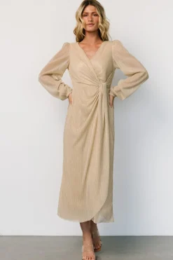 Baltic Born Devlyn Pleated Dress | Golden Shimmer
