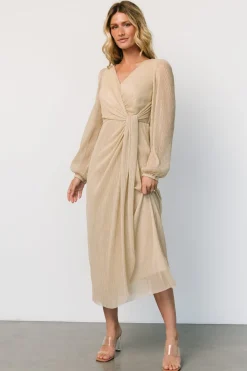 Baltic Born Devlyn Pleated Dress | Golden Shimmer