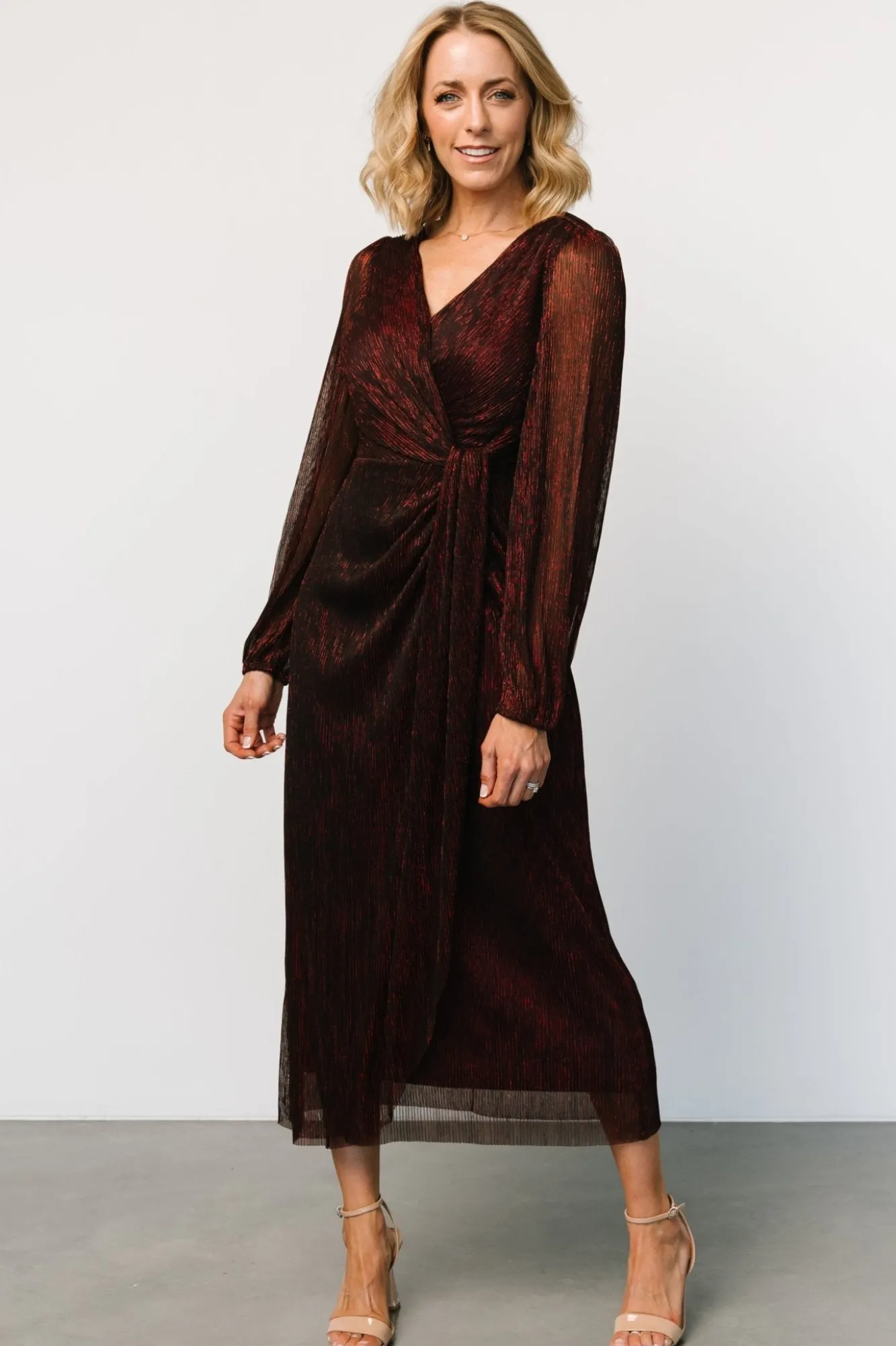 Baltic Born Devlyn Pleated Dress | Ruby Shimmer