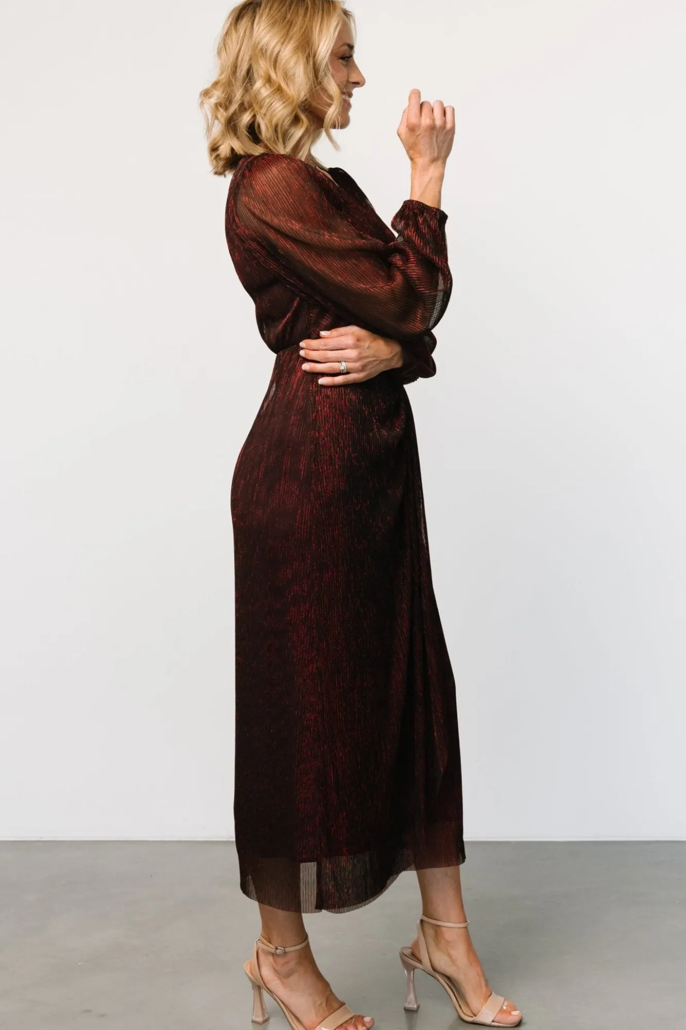Baltic Born Devlyn Pleated Dress | Ruby Shimmer