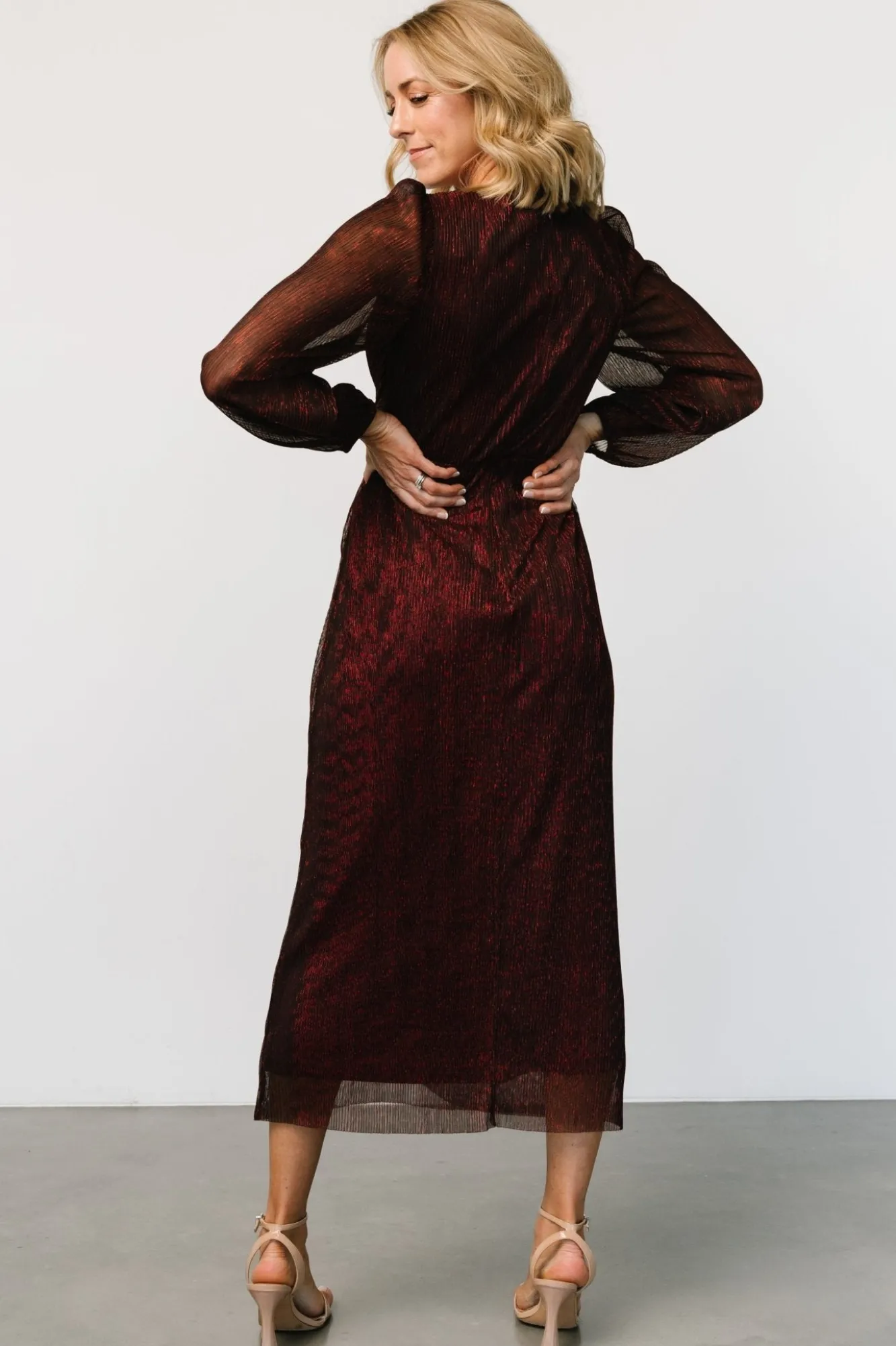Baltic Born Devlyn Pleated Dress | Ruby Shimmer