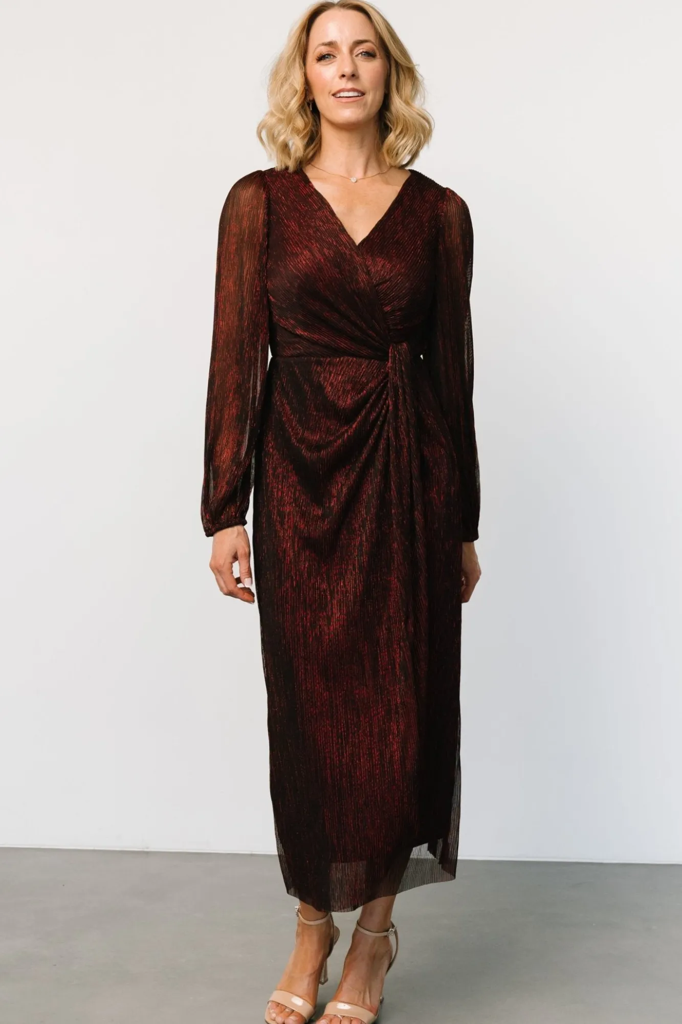 Baltic Born Devlyn Pleated Dress | Ruby Shimmer