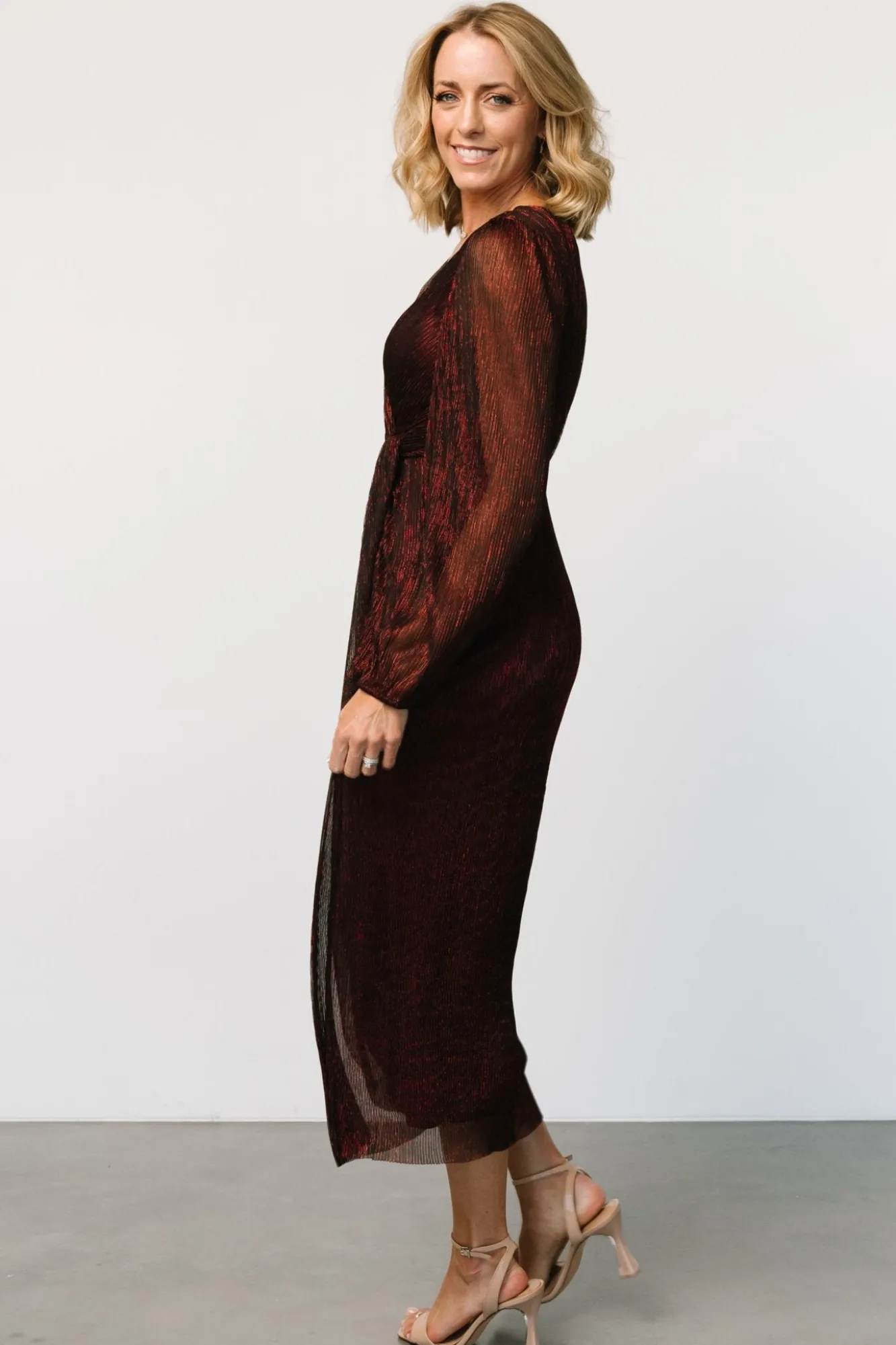 Baltic Born Devlyn Pleated Dress | Ruby Shimmer