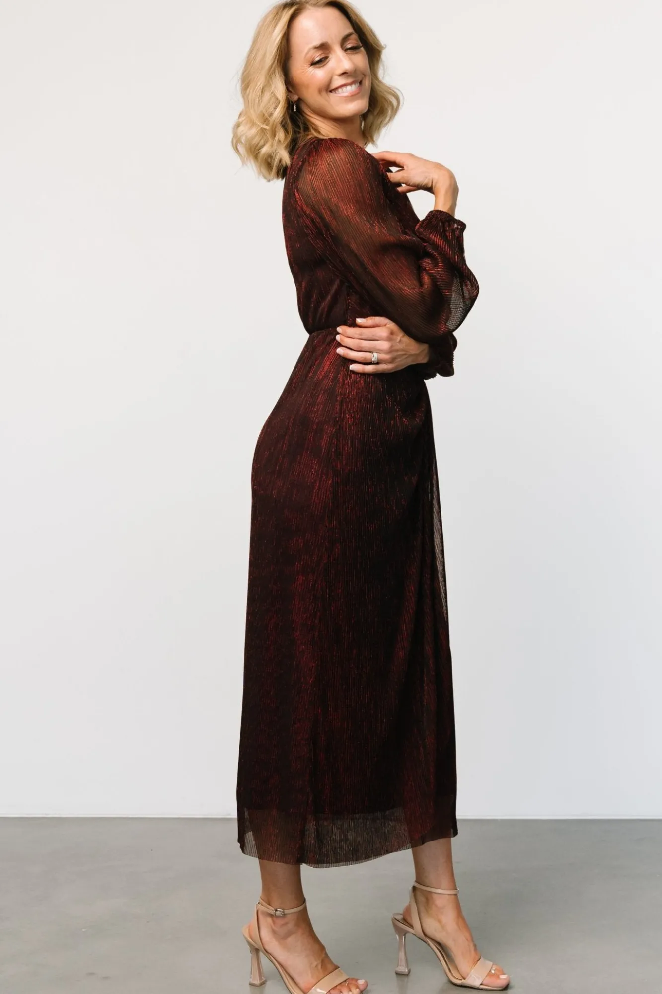 Baltic Born Devlyn Pleated Dress | Ruby Shimmer