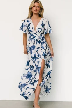 Baltic Born Dina Maxi Dress | White + Blue Floral