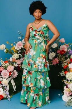 Baltic Born Dolores Ruffle Maxi Dress | Green Multi