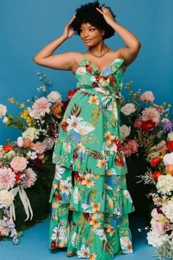 Baltic Born Dolores Ruffle Maxi Dress | Green Multi