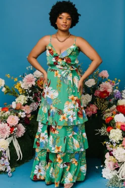 Baltic Born Dolores Ruffle Maxi Dress | Green Multi
