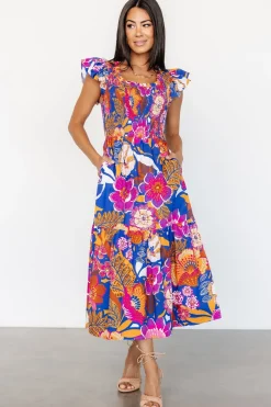 Baltic Born Dominique Midi Dress | Cobalt + Fuchsia Multi