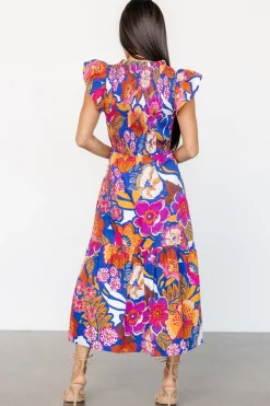 Baltic Born Dominique Midi Dress | Cobalt + Fuchsia Multi