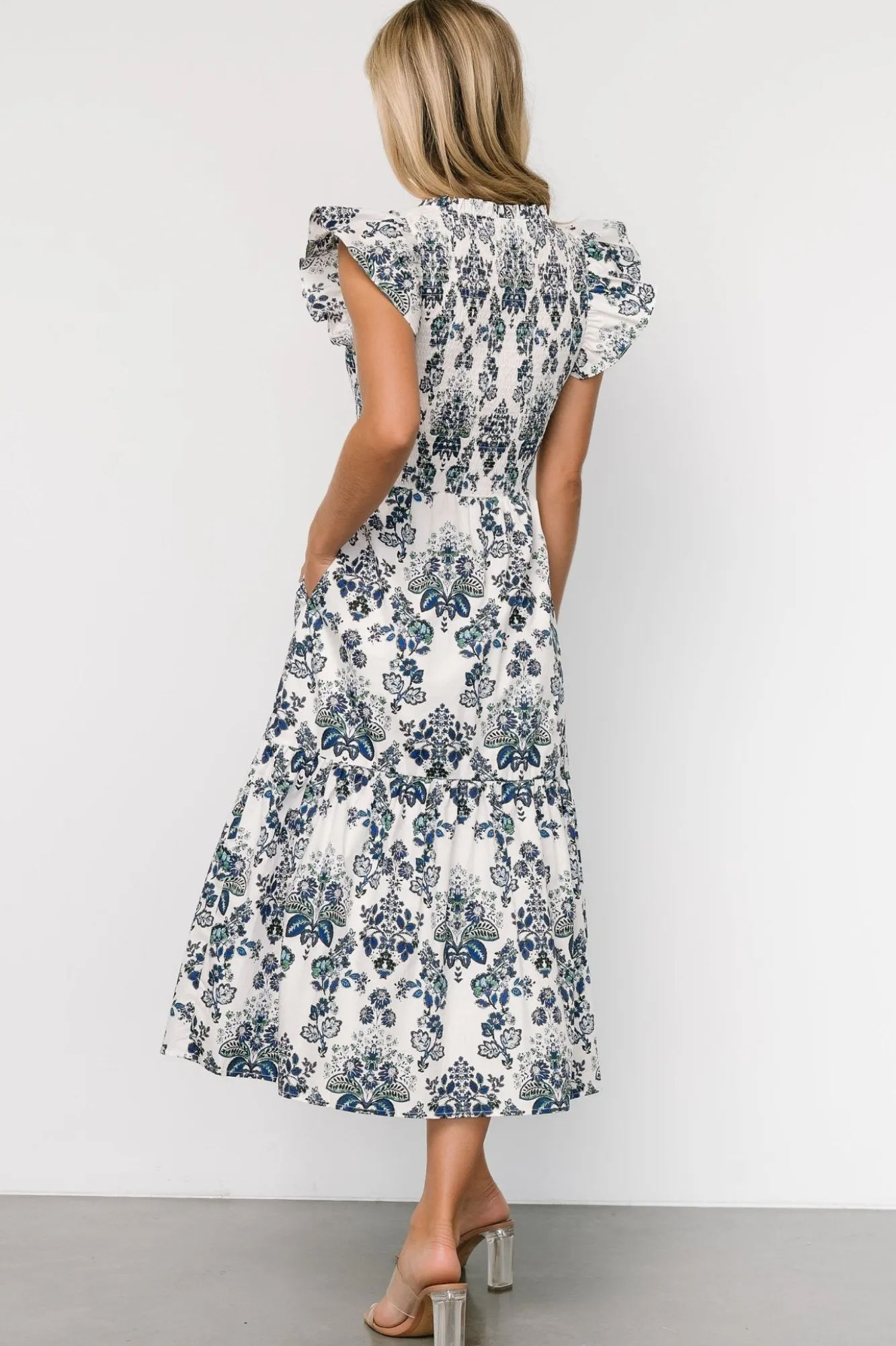 Baltic Born Dominique Midi Dress | White + Cobalt