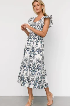Baltic Born Dominique Midi Dress | White + Cobalt