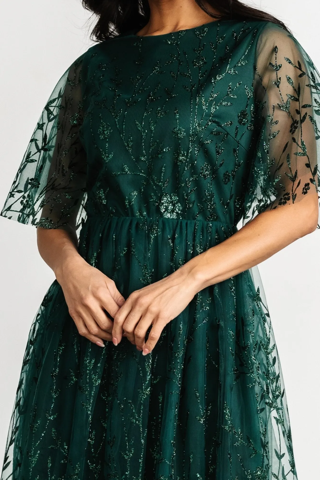 Baltic Born Duchess Tulle Dress | Dark Green Sparkle