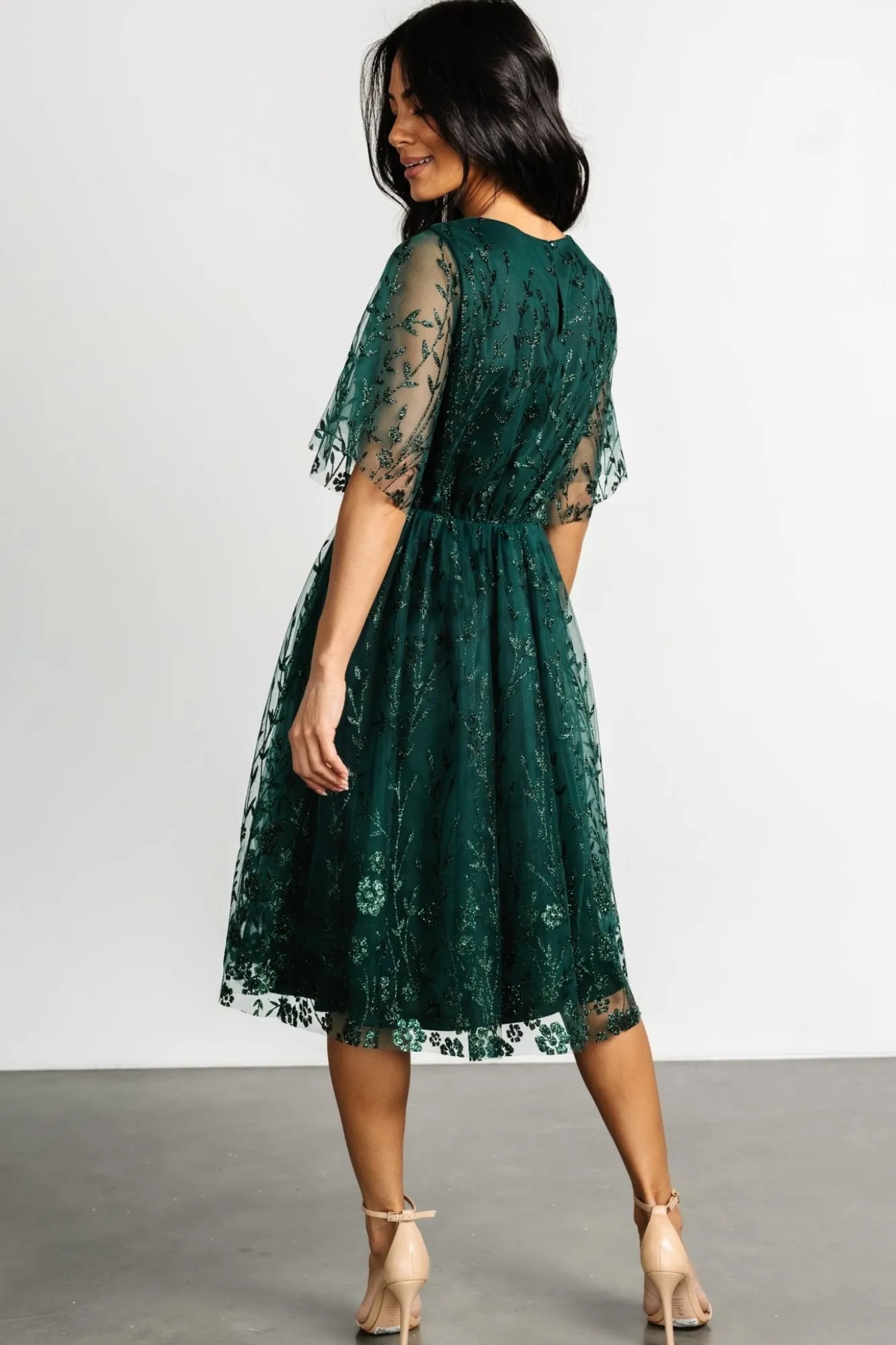 Baltic Born Duchess Tulle Dress | Dark Green Sparkle