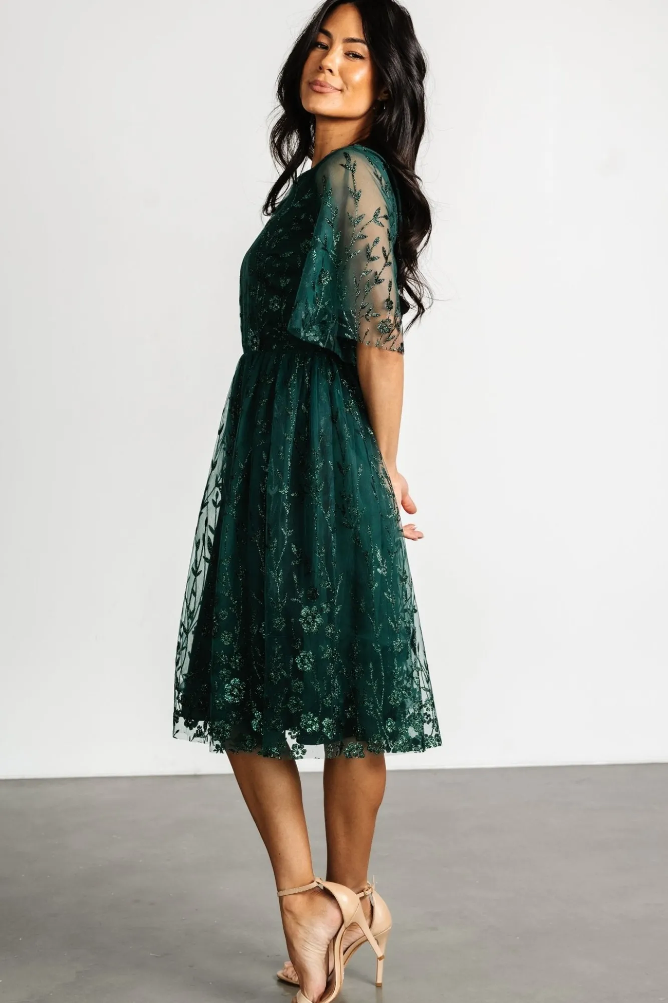 Baltic Born Duchess Tulle Dress | Dark Green Sparkle