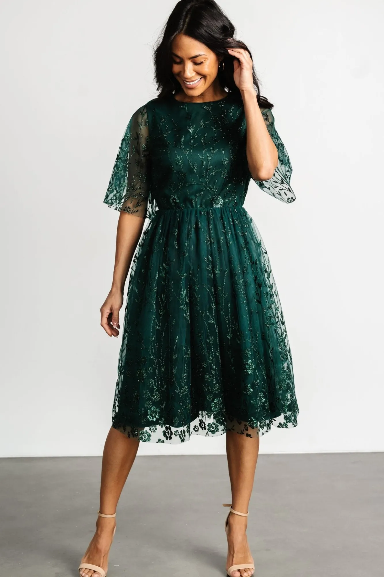 Baltic Born Duchess Tulle Dress | Dark Green Sparkle