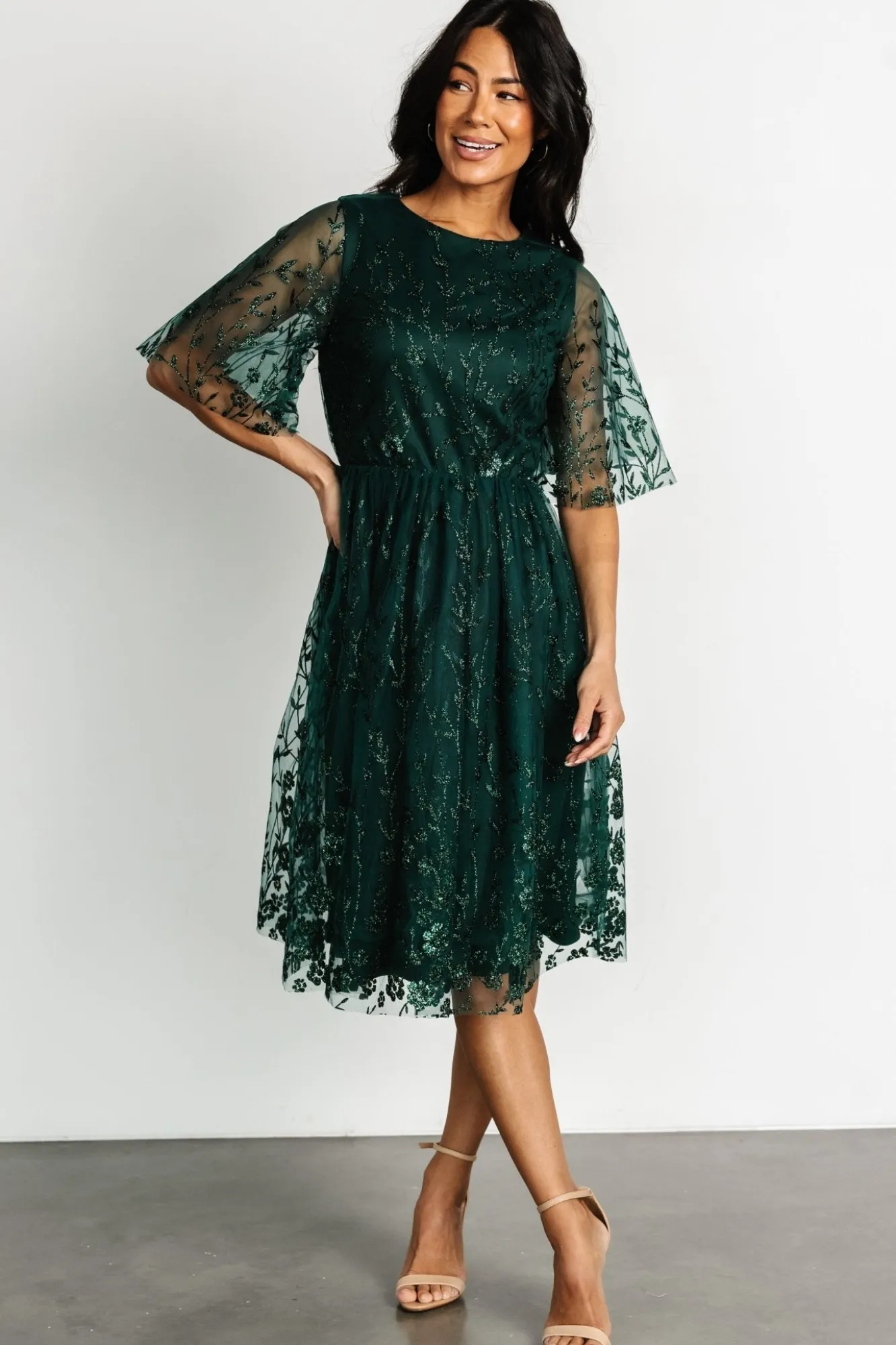 Baltic Born Duchess Tulle Dress | Dark Green Sparkle