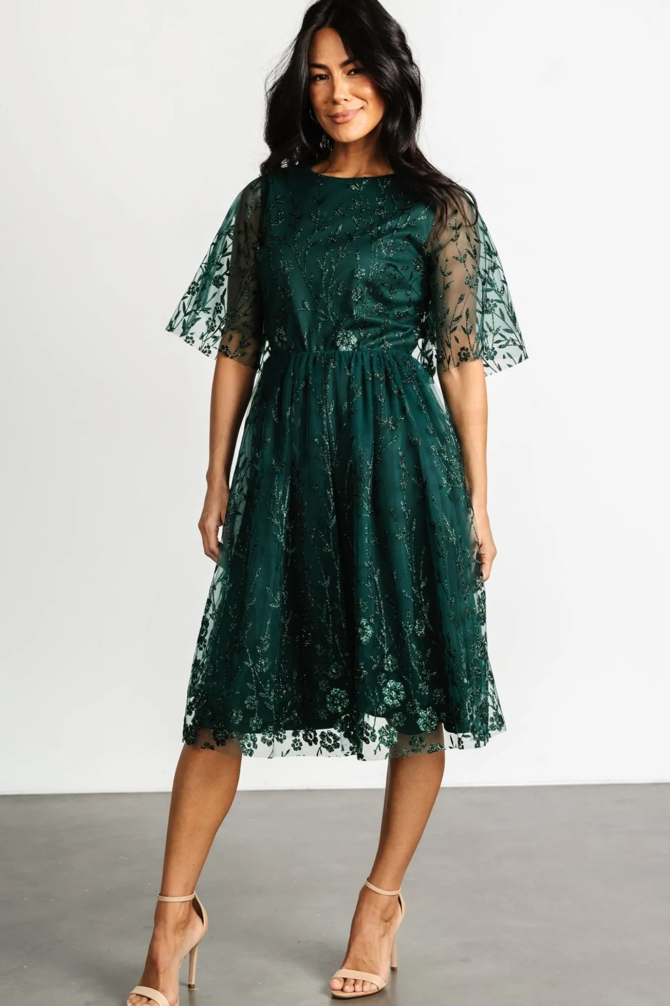 Baltic Born Duchess Tulle Dress | Dark Green Sparkle