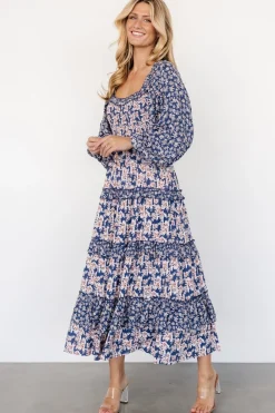 Baltic Born Dynah Tiered Dress | Blue + Cream Floral