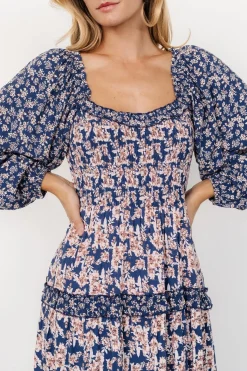 Baltic Born Dynah Tiered Dress | Blue + Cream Floral