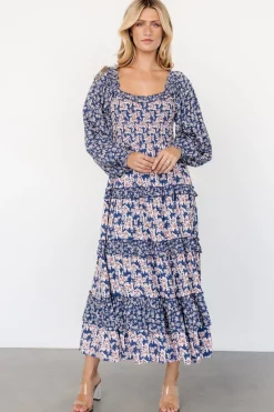 Baltic Born Dynah Tiered Dress | Blue + Cream Floral