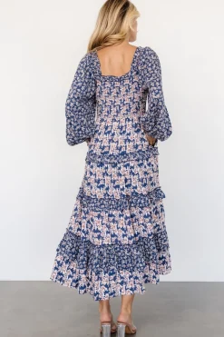 Baltic Born Dynah Tiered Dress | Blue + Cream Floral