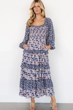 Baltic Born Dynah Tiered Dress | Blue + Cream Floral