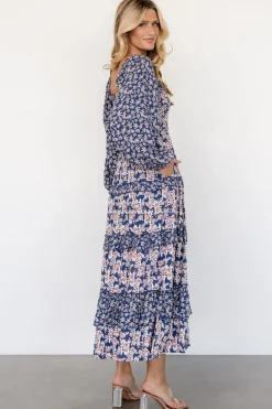 Baltic Born Dynah Tiered Dress | Blue + Cream Floral
