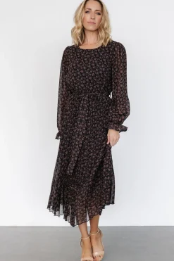 Baltic Born Edith Pleated Dress | Navy + Copper