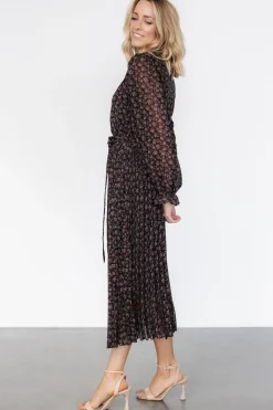 Baltic Born Edith Pleated Dress | Navy + Copper