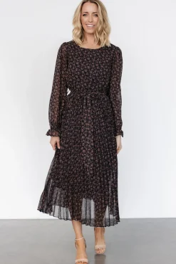 Baltic Born Edith Pleated Dress | Navy + Copper