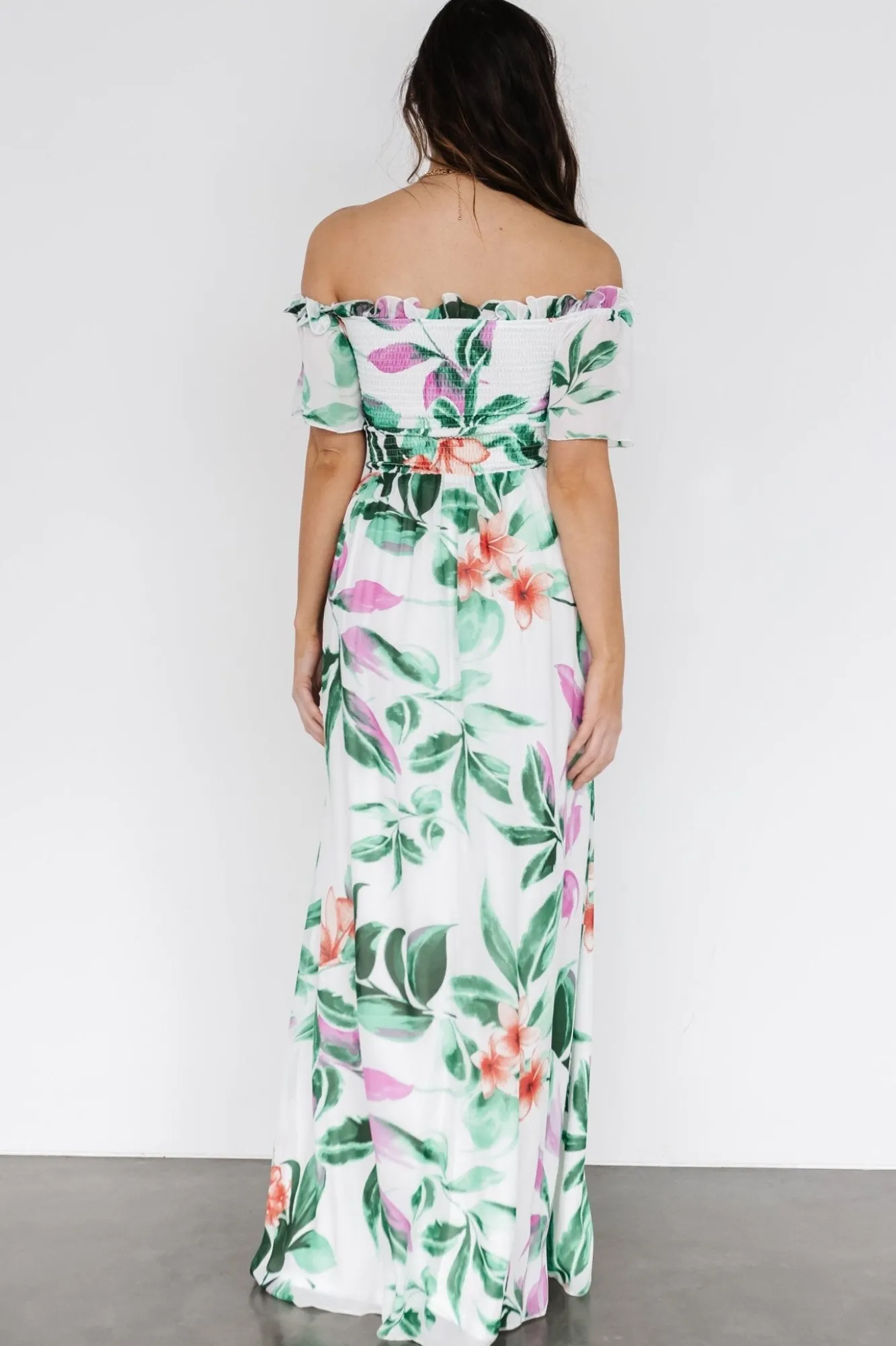 Baltic Born Elina Maxi Dress | White + Green Multi Floral