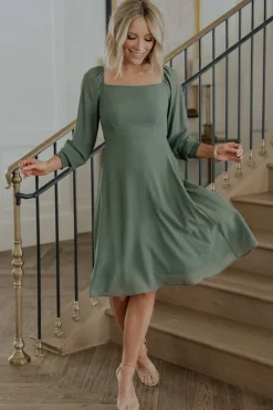 Baltic Born Elise Short Dress | Dark Sage