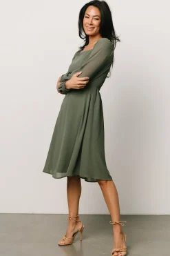 Baltic Born Elise Short Dress | Dark Sage