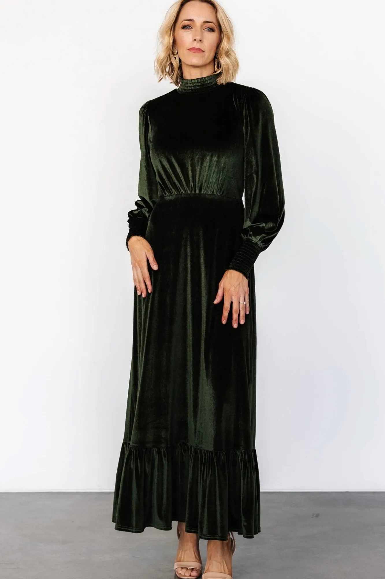 Baltic Born Elodie Velvet Maxi Dress | Deep Olive