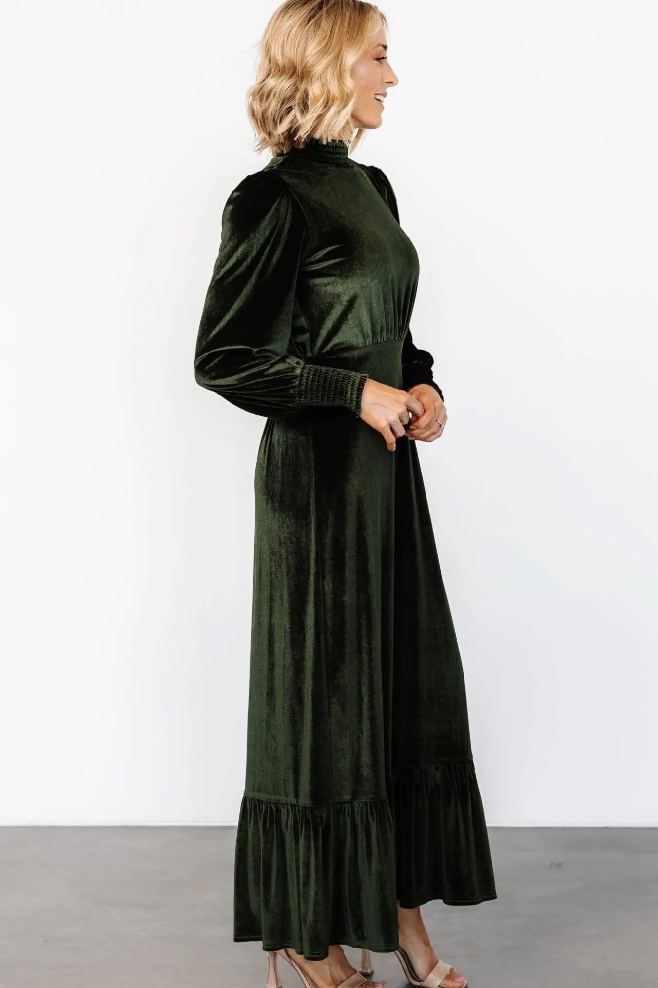 Baltic Born Elodie Velvet Maxi Dress | Deep Olive