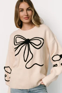 Baltic Born Elsie Ribbon Sweater | Cream + Black