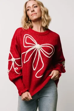 Baltic Born Elsie Ribbon Sweater | Red + Ivory