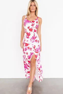 Baltic Born Emaline Open Back Maxi Dress | White + Pink Floral