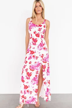 Baltic Born Emaline Open Back Maxi Dress | White + Pink Floral