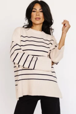 Baltic Born Emerson Stripe Knit Sweater | Ivory + Black