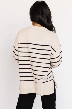 Baltic Born Emerson Stripe Knit Sweater | Ivory + Black